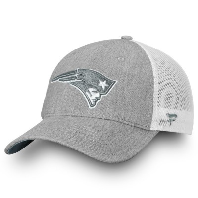 Men's New England Patriots NFL Pro Line by Fanatics Branded Heathered Gray/White Lux Slate Trucker Adjustable Hat 2998601